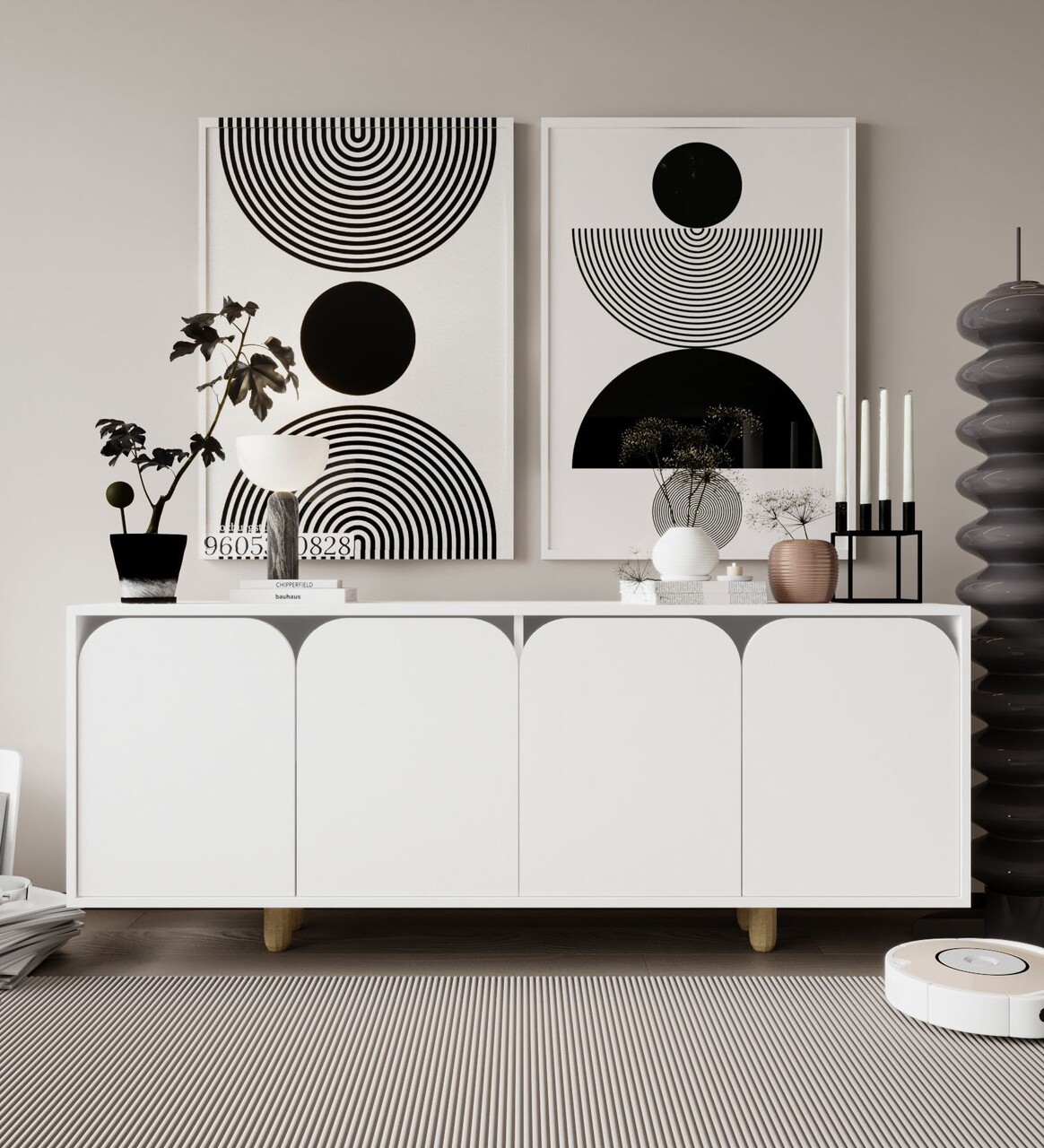 Consola, Hanah Home, Lazio Bohem 180, 180x75x45 cm, PAL, Alb - imagine 5